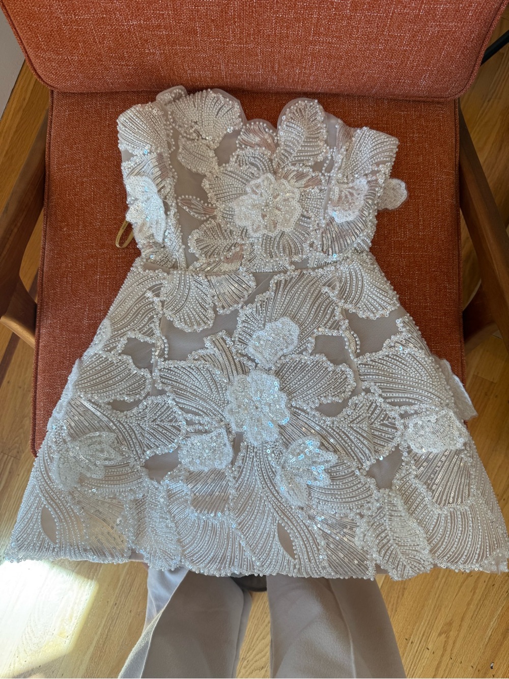 Bronx and Banco Valencia Beaded Floral Lace Girls' Party Dress - White